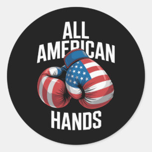 All American Hands Bokshandschoenen Patriottische  Ronde Sticker