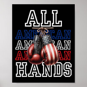 All American Hands Usa Vlag Bokshandschoenen T-shi Poster