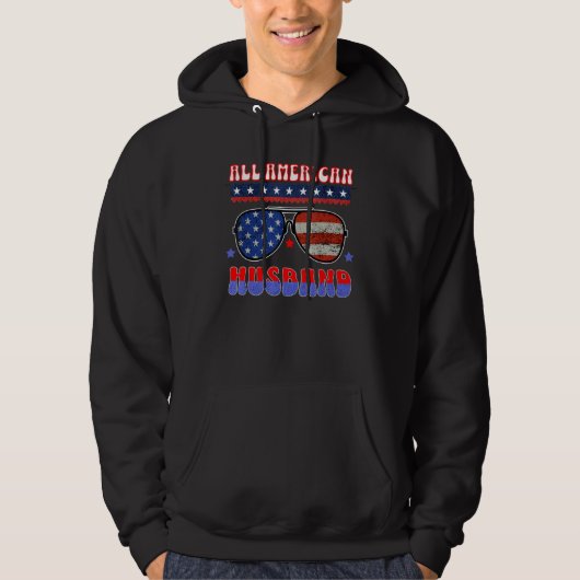 ALL AMERICAN HUSBAND 4TH OF JULY PATRIOTIC SUNGLAS HOODIE (Voorkant)