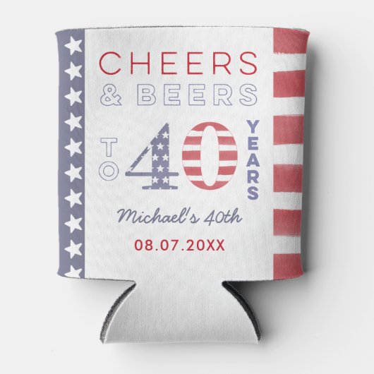All-American Independence Day 40th Birthday Favor Blikjeskoeler (Voorkant)