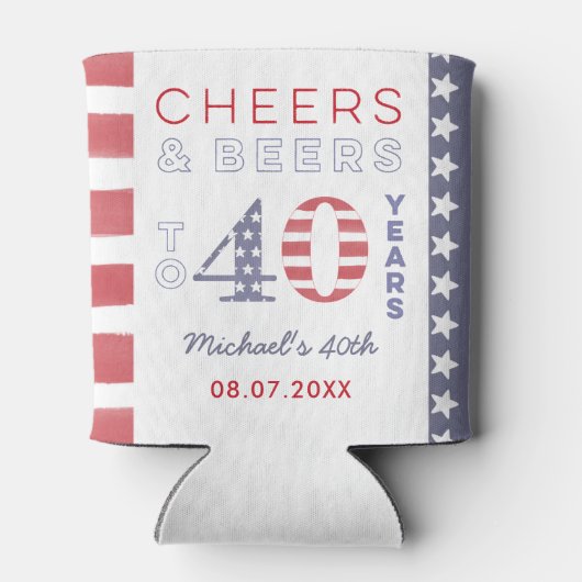 All-American Independence Day 40th Birthday Favor Blikjeskoeler (Achterkant)