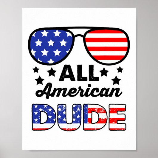 All American Kerel 4 juli Patriottische Jongens Ki Poster (Voorkant)