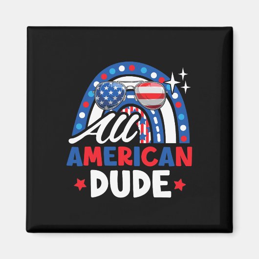 All American Kerel Grappig 4 juli Patriottisch Ame Magneet (Voorkant)