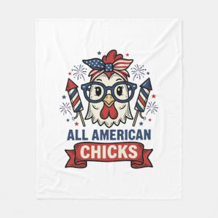 All American Kuikens Patriottische Kip Vector Ontw Fleece Deken