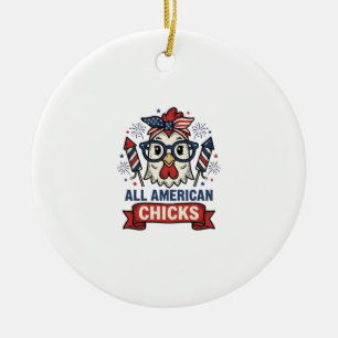 All American Kuikens Patriottische Kip Vector Ontw Keramisch Ornament