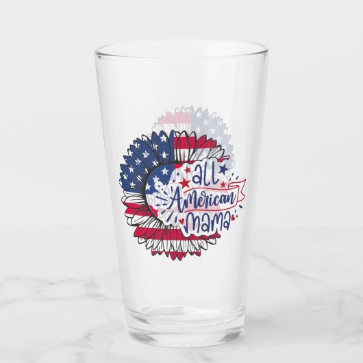 All American Mama Red White Blue Flag USA Patriot Glas (Achterkant)