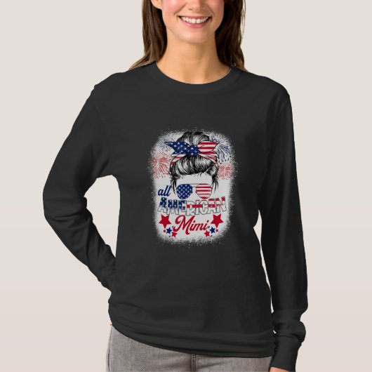 All American Mimi Patriotic 4th Of July Messy Bun  T-shirt (Voorkant)