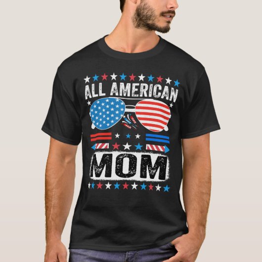 All American Mom  Patriotic USA Mama T shirt (Voorkant)