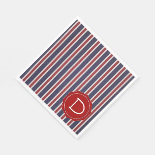 All-American Monogrammed Patriottisch Gestreept On Servet (Hoek)