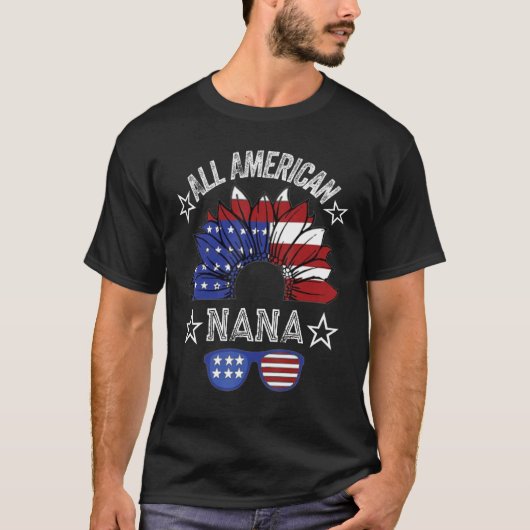 All American Nana 4th Of July Shirt Women Sunflowe (Voorkant)