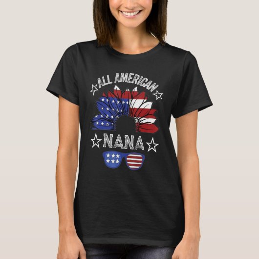 All American Nana 4th Of July Shirt Women Sunflowe (Voorkant)