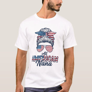 All American Nana Patriottische Rommelige Knot Vec T-shirt