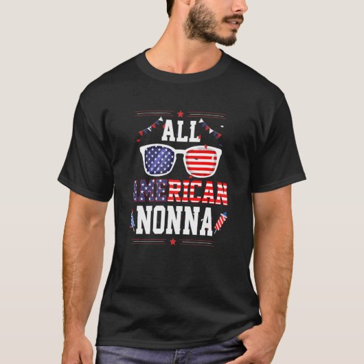 All American Nonna 4th of July US Flag Sunglasses  T-shirt (Voorkant)