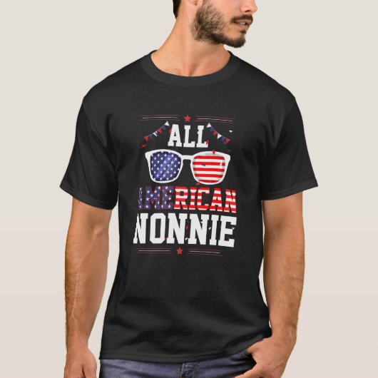 All American Nonnie 4th of July US Flag Sunglasses T-shirt (Voorkant)