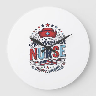 All American Nurse Vintage Patriottische Shirt Ont Grote Klok