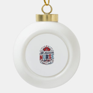 All American Nurse Vintage Patriottische Shirt Ont Keramische Bal Ornament