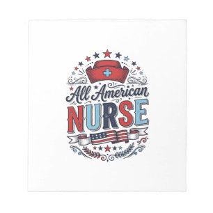 All American Nurse Vintage Patriottische Shirt Ont Notitieblok