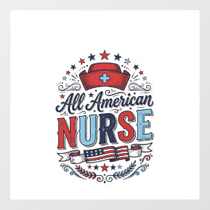 All American Nurse Vintage Patriottische Shirt Ont Raamsticker
