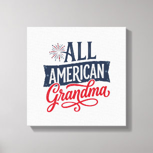 All American Oma Patriottisch Vuurwerk Design_1 Canvas Afdruk