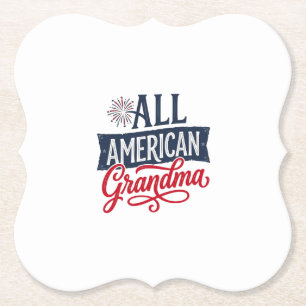 All American Oma Patriottisch Vuurwerk Design_1 Kartonnen Onderzetters