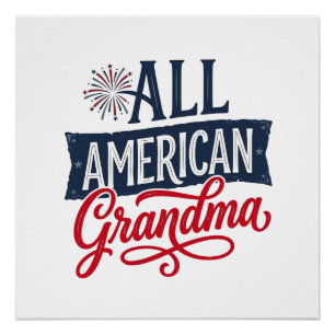 All American Oma Patriottisch Vuurwerk Design_1 Perfect Poster