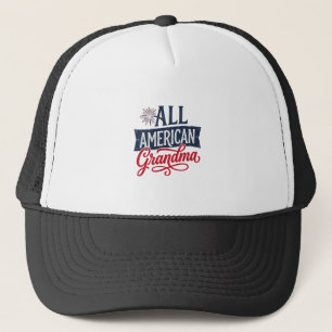 All American Oma Patriottisch Vuurwerk Design_1 Trucker Pet