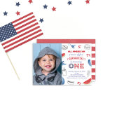 All-American One Birthday Photo Red White en Blue Kaart