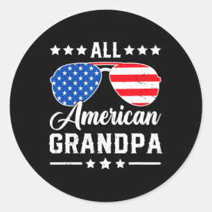 All American Opa 4 juli Patriottische Usa Mat Ronde Sticker