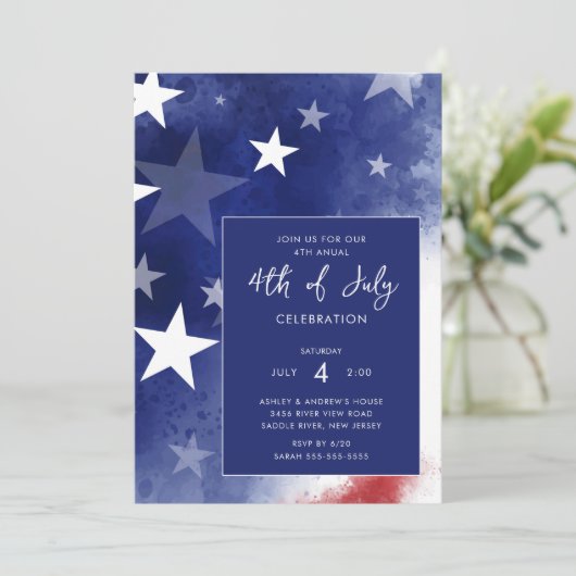 All American Party 4th van juli Uitnodiging (Staand voorkant)