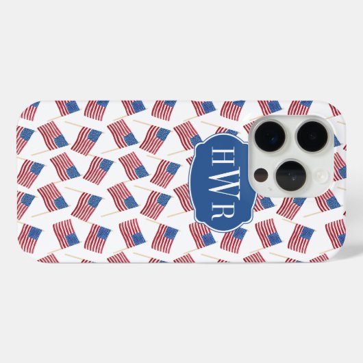 All-American Patriotic rood wit en blauw monogram Case-Mate iPhone Case (Achterkant (horizontaal))