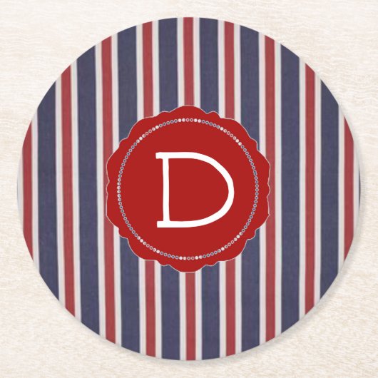 All-American Patriotic Striped Design Ronde Kartonnen Onderzetter (Voorkant)