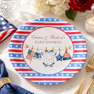 All American Patriottische 4 juli baby shower Papieren Bordje