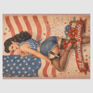 All American Pin-up Girl Patriottisch Retro Pin-up Tissuepapier