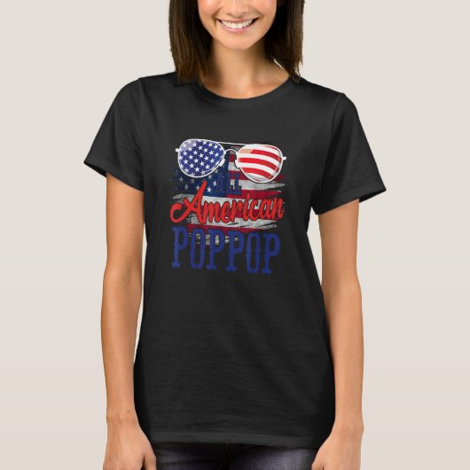 All American PopPop Sunglasses US Flag 4th of July T-shirt (Voorkant)