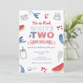 All-American Red White en 2e verjaardag Party Kaart (Staand voorkant)