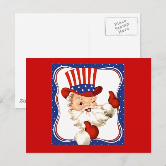 All American Santa Claus Art Feestdagenkaart (Voorkant / Achterkant)