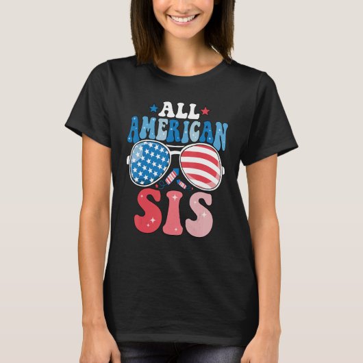 All American Sis Sunglasses 4th of July Family Mat T-shirt (Voorkant)