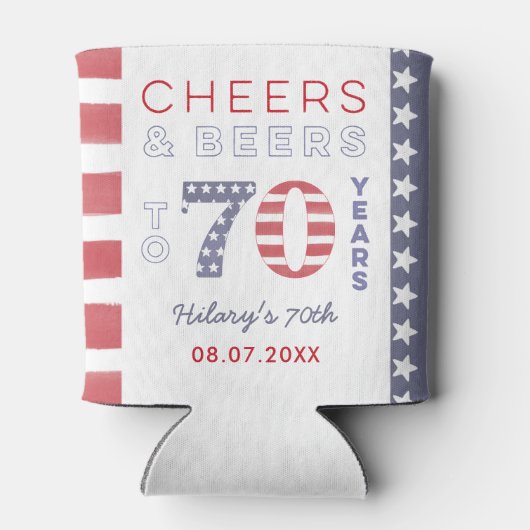 All-American Stars en Stripes 70e verjaardag Blikjeskoeler (Achterkant)