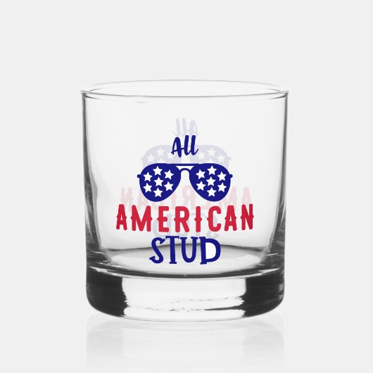 All American Stud Patriottische Zonnebril Viering Whisky Glas (Voorkant)