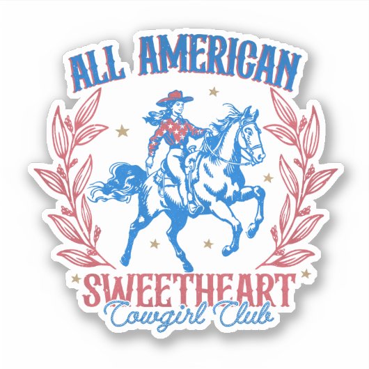 All American Sweetheart Cowgirl Club Sticker (Voorkant)