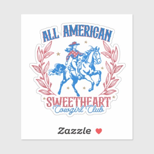 All American Sweetheart Cowgirl Club Sticker (Vel)