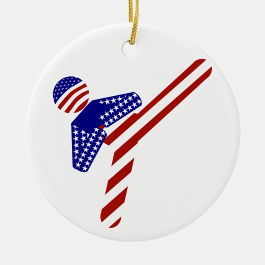 All-American TaeKwondo Kick Keramisch Ornament (Voorkant)
