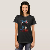 All American Teacher 4th July Messy Bun Us Flag 3 T-shirt (Voorkant volledig)