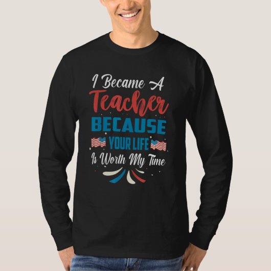 All American Teacher Student USA Flag 4th Of July  T-shirt (Voorkant)