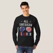 All American teacher USA Flag 4th of July Sunglass T-shirt (Voorkant volledig)