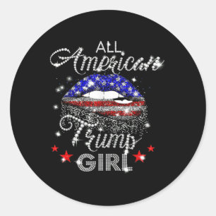 All American Trump Girl Mond Diamant  Ronde Sticker