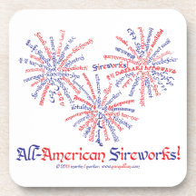 All-American Vuurwerk Vierkant Coaster Set