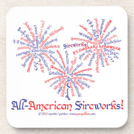 All-American Vuurwerk Vierkant Coaster Set Bier Onderzetter