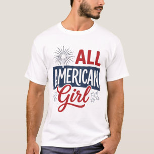 All-Amerikaans meisje patriottisch vintage shirt o