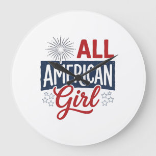 All-Amerikaans meisje patriottisch vintage shirt o Grote Klok